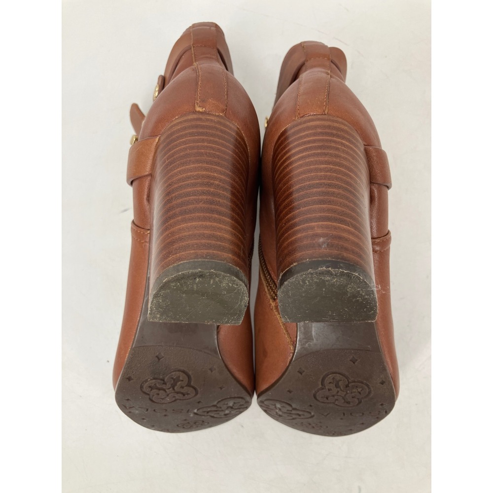 Isola Leather Ankle Boots Womens 8M Brown Good Clasp Strap Block Heel CBHE14 - Picture 7 of 9